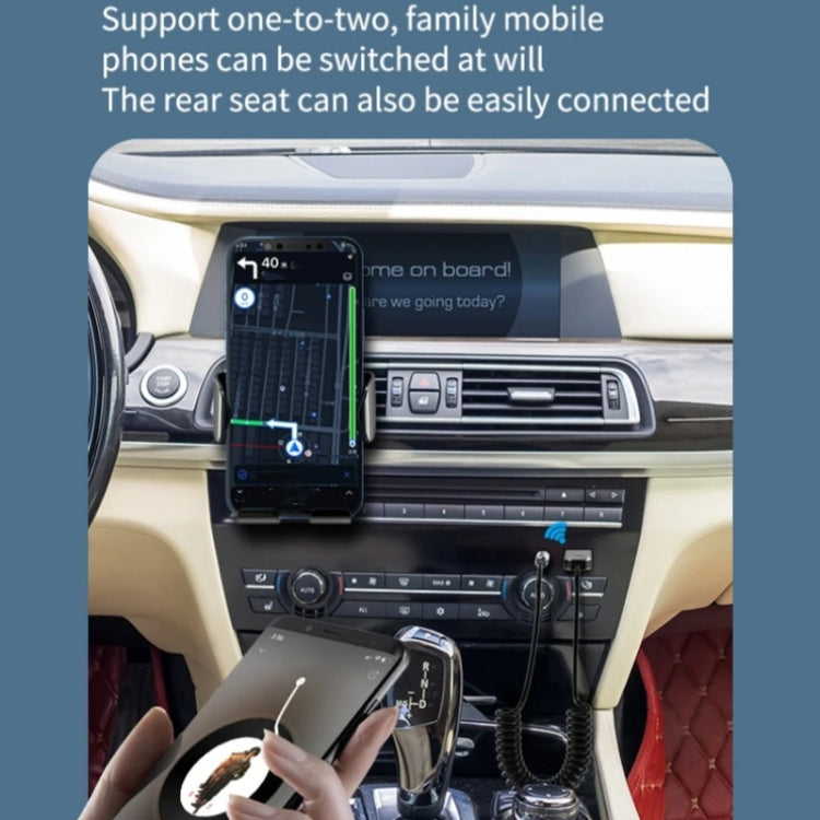 M02 3.5mm AUX Car Audio System Wireless Adapter Car Bluetooth Hands-Free Call Spring Cord, M02