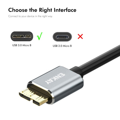 ENKAY USB 3.0 A to USB 3.0 Micro B 5Gbps Data Camera Hard Drive Cable, 0.5m, 1m, 1.5m