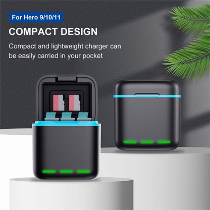 GP-910 3-Battery Charging Box Storage Case For GoPro HERO12 Black /11 Black /10 Black /9 Black, For GoPro HERO12 Black /11 Black /10 Black /9 Black