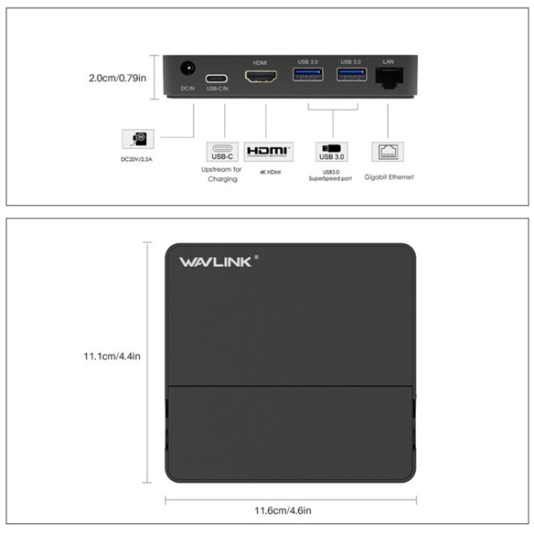 WAVLINK UHP3D01G Gigabit Ethernet USB 3.0 Multi-Function HUB 4K HD Docking Station, UHP3D01G