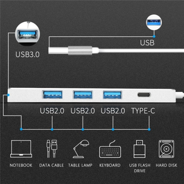 ADS-301A USB 3.0 to Type-C + USB 3.0 / 2.0 4-Ports Hub Laptop Expander, ADS-301A