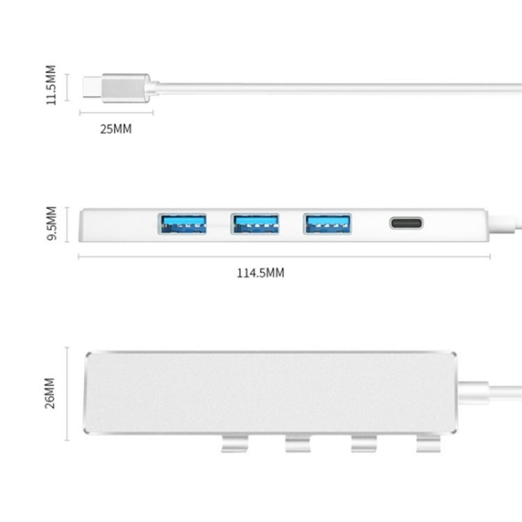 ADS-301C USB-C / Type-C to USB-C + USB 3.0 + 3 x USB 2.0 Expander HUB, ADS-301C(Grey), ADS-301C(Silver)