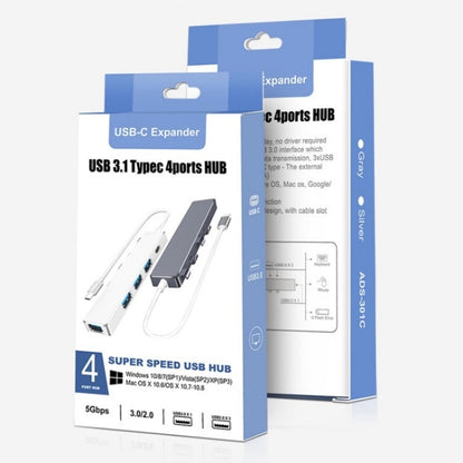 ADS-301C USB-C / Type-C to USB-C + USB 3.0 + 3 x USB 2.0 Expander HUB, ADS-301C(Grey), ADS-301C(Silver)