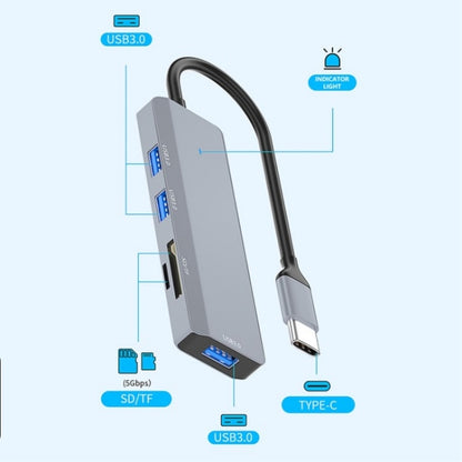 ADS-310C HUB Expansion Converter USB-C / Type-C to 3 x USB 3.0 + 2 x Card Reader Slots, ADS-310C(Grey)