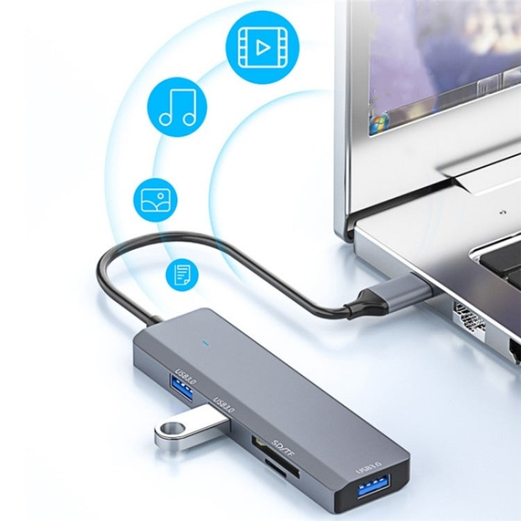 ADS-310C HUB Expansion Converter USB-C / Type-C to 3 x USB 3.0 + 2 x Card Reader Slots, ADS-310C(Grey)