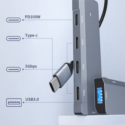 ADS-311C Support PD 100W Fast Charging Converter 5 Port Hub Type-C Hub Adapter, ADS-311C(Grey)