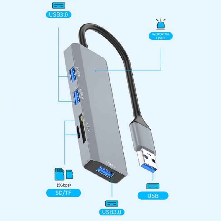 ADS-310A USB Adapter to 3 x USB 3.0 + 2 x Card Reader Slots Multi-Port Hub, ADS-310A