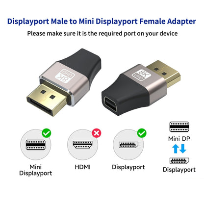 JUNSUNMAY 8K 60Hz Male Displayport to Female Mini Displayport Adapter DP Converter, Displayport to Female Mini Displayport Adapter DP