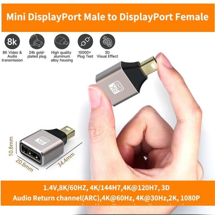 JUNSUNMAY 8K 60Hz Male Mini Displayport to Female Displayport Adapter DP Converter, Displayport to Female Displayport Adapter DP