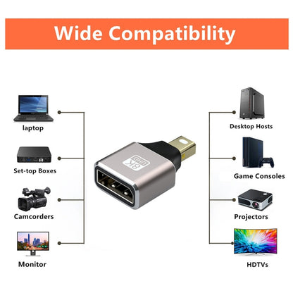 JUNSUNMAY 8K 60Hz Male Mini Displayport to Female Displayport Adapter DP Converter, Displayport to Female Displayport Adapter DP