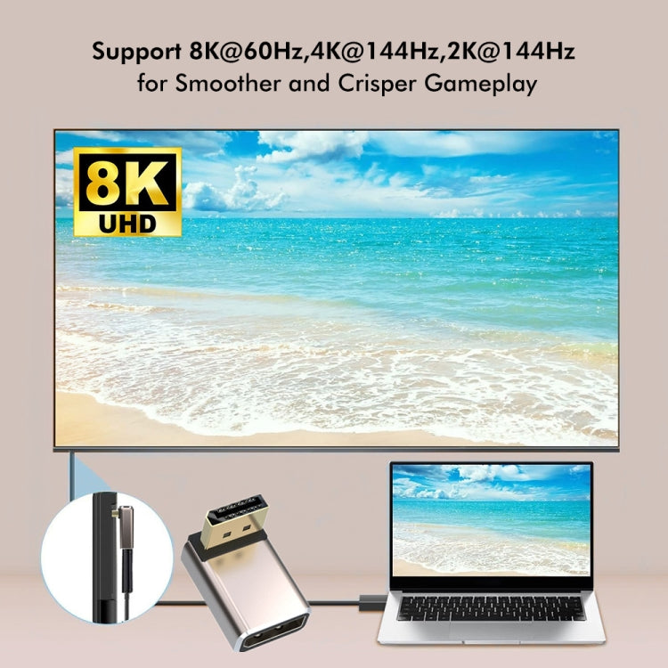 JUNSUNMAY 8K 60Hz PD1.4 Male Displayport to Female Displayport Adapter Converter, Up, Down, Left, Right