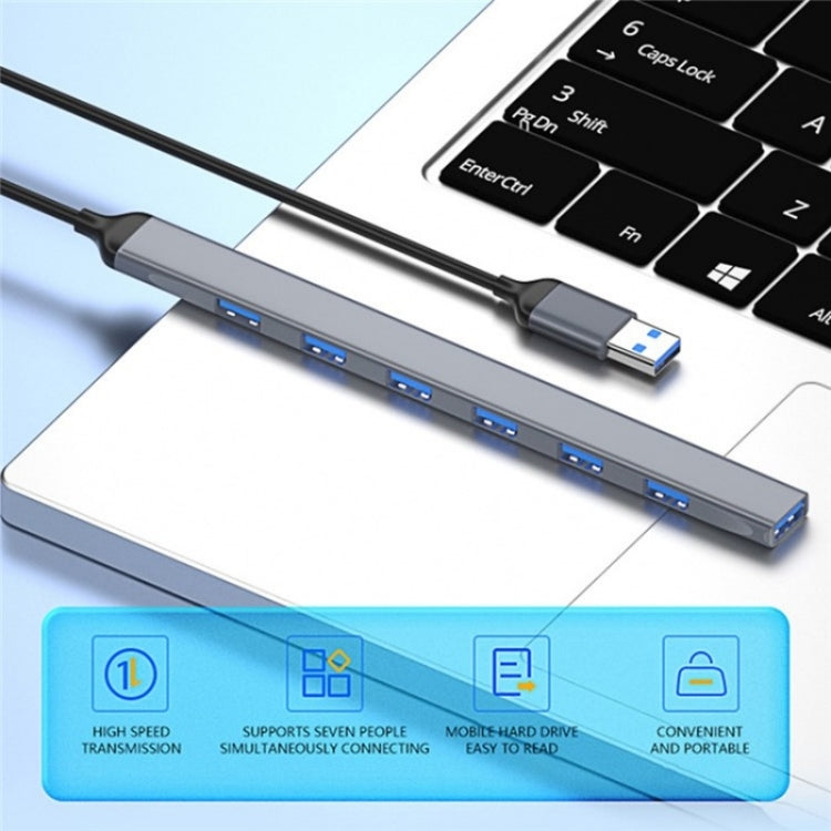 ADS-303A Data Transmission USB 3.0 / 2.0 Hub Expansion Dock Station 7-Port USB Adapter, ADS-303A