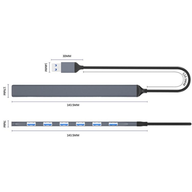 ADS-303A Data Transmission USB 3.0 / 2.0 Hub Expansion Dock Station 7-Port USB Adapter, ADS-303A