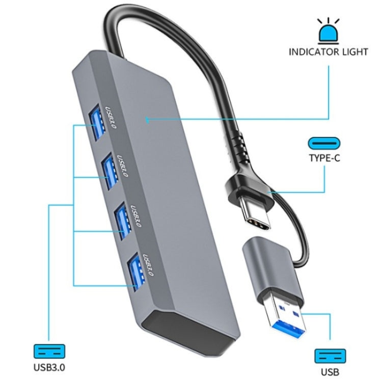 ADS-305D USB / Type-C to USB3.0 4-Ports USB HUB Computer Laptop Adapter Docking Station, ADS-305D