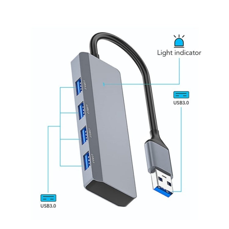ADS-305A Aluminum Alloy USB to 4-Ports USB3.0 USB HUB Laptop Adapter Docking Station, ADS-305A