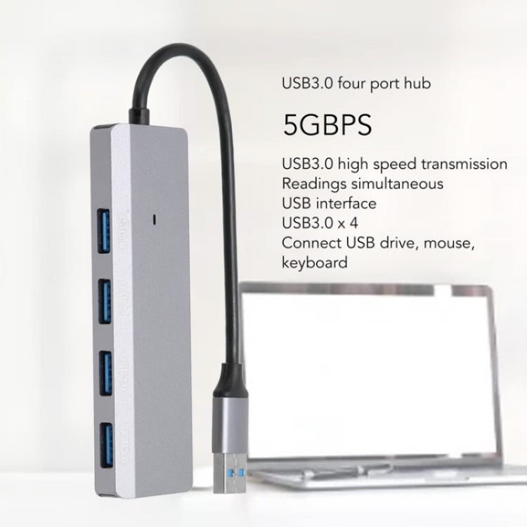 ADS-305A Aluminum Alloy USB to 4-Ports USB3.0 USB HUB Laptop Adapter Docking Station, ADS-305A
