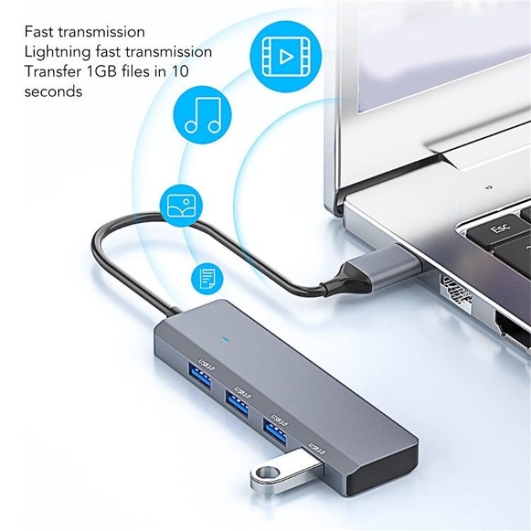 ADS-305A Aluminum Alloy USB to 4-Ports USB3.0 USB HUB Laptop Adapter Docking Station, ADS-305A