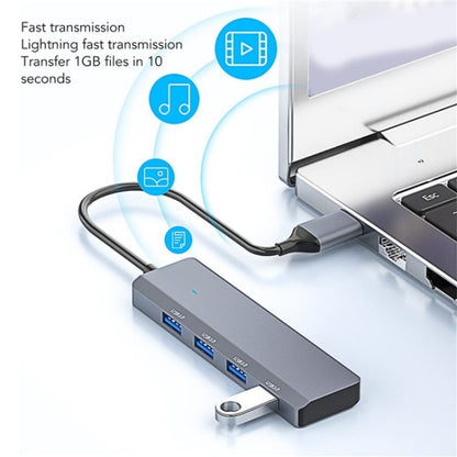 ADS-305A Aluminum Alloy USB to 4-Ports USB3.0 USB HUB Laptop Adapter Docking Station, ADS-305A