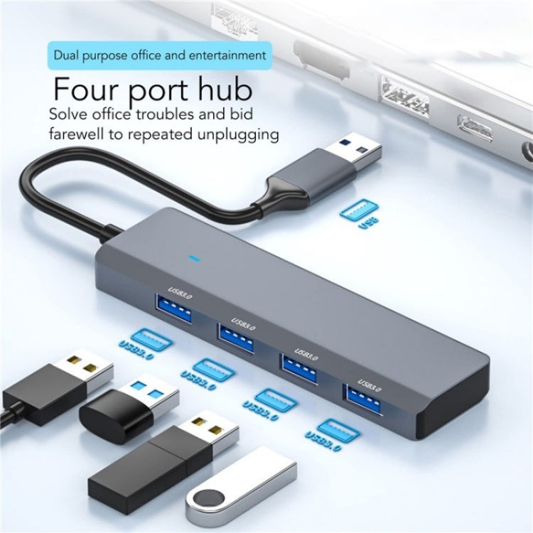 ADS-305A Aluminum Alloy USB to 4-Ports USB3.0 USB HUB Laptop Adapter Docking Station, ADS-305A