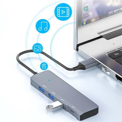 ADS-309A  Aluminum Alloy USB to 3  x USB 3.0 + Type-C Data Port Expansion Hub Adapter, ADS-309A