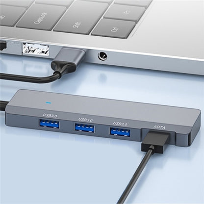 ADS-309A  Aluminum Alloy USB to 3  x USB 3.0 + Type-C Data Port Expansion Hub Adapter, ADS-309A