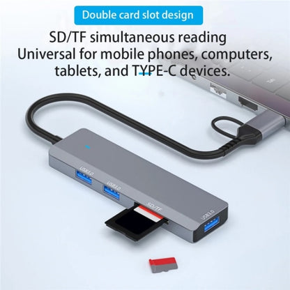 ADS-310D 2-in-1 Type-C + USB to 3 x USB 3.0 + SD / TF Card Slots Multi-Port Hub, ADS-310D