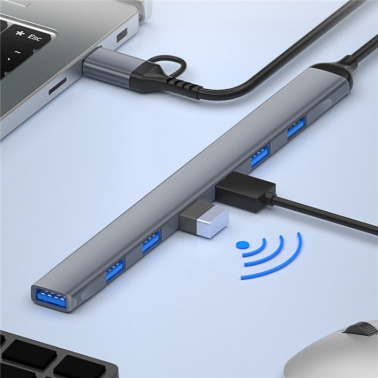 ADS-303D USB + Type-C to USB 3.0 + 6x USB 2.0 Splitter 7-in-1 Multifunctional Hub, ADS-303D