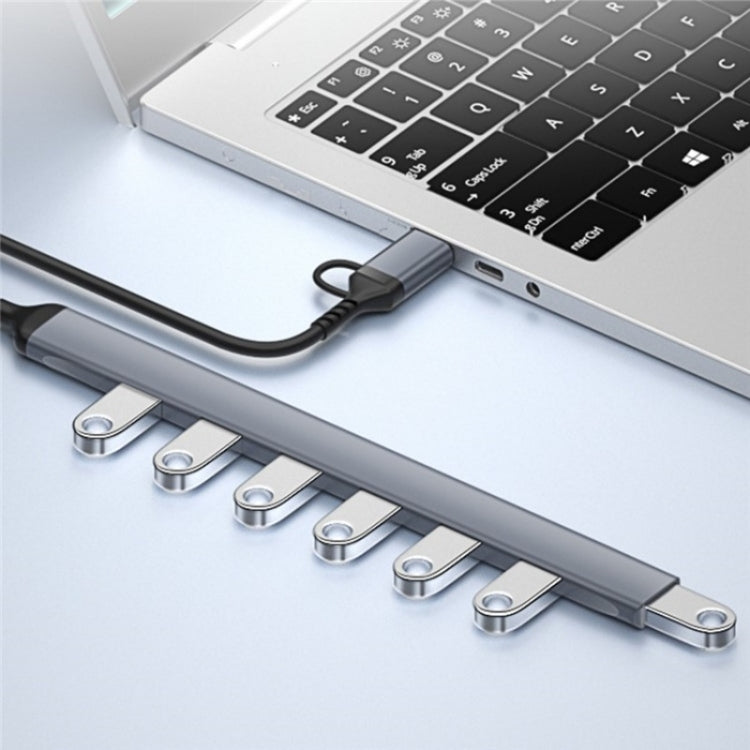 ADS-303D USB + Type-C to USB 3.0 + 6x USB 2.0 Splitter 7-in-1 Multifunctional Hub, ADS-303D