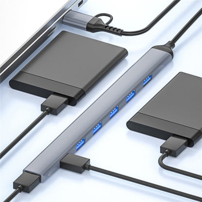 ADS-303D USB + Type-C to USB 3.0 + 6x USB 2.0 Splitter 7-in-1 Multifunctional Hub, ADS-303D