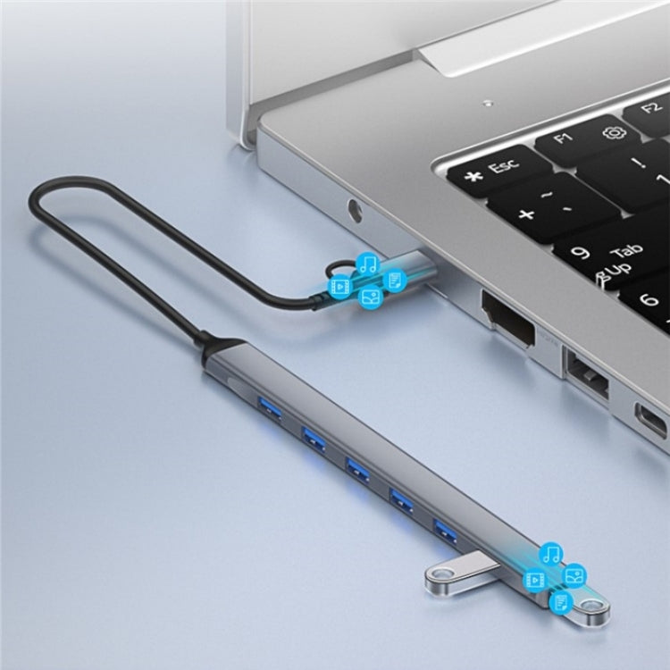 ADS-303D USB + Type-C to USB 3.0 + 6x USB 2.0 Splitter 7-in-1 Multifunctional Hub, ADS-303D