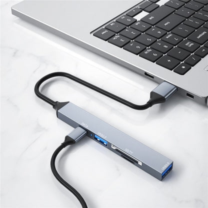 ADS-806A 5-in-1 Card Reader USB-A to USB3.0 + USB2.0 + Type-C + SD/TF Slot USB Hub, ADS-806A