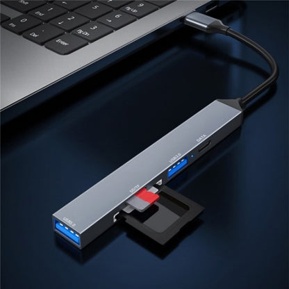 ADS-806A 5-in-1 Card Reader USB-A to USB3.0 + USB2.0 + Type-C + SD/TF Slot USB Hub, ADS-806A