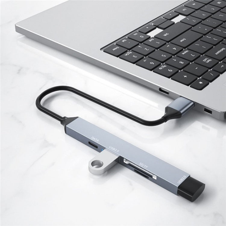ADS-806A 5-in-1 Card Reader USB-A to USB3.0 + USB2.0 + Type-C + SD/TF Slot USB Hub, ADS-806A