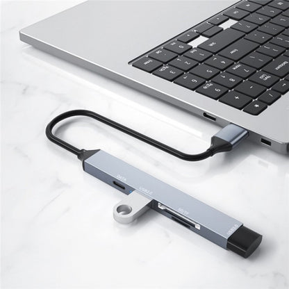 ADS-806A 5-in-1 Card Reader USB-A to USB3.0 + USB2.0 + Type-C + SD/TF Slot USB Hub, ADS-806A