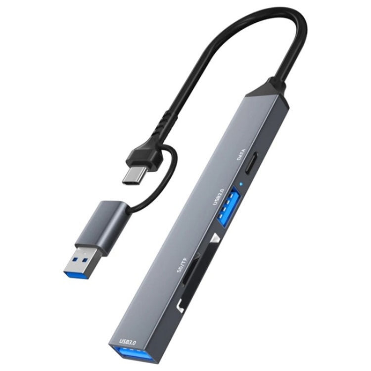 ADS-806D Type-C+USB to USB 3.0 Hub SD / TF Card Reader Multi-Function Docking Station, ADS-806D
