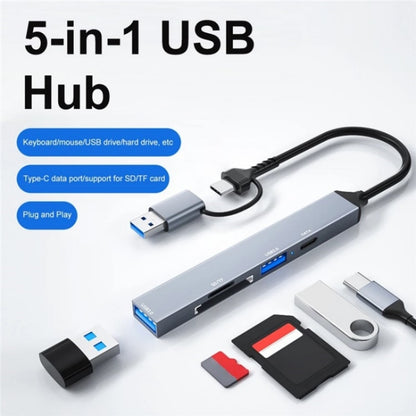 ADS-806D Type-C+USB to USB 3.0 Hub SD / TF Card Reader Multi-Function Docking Station, ADS-806D