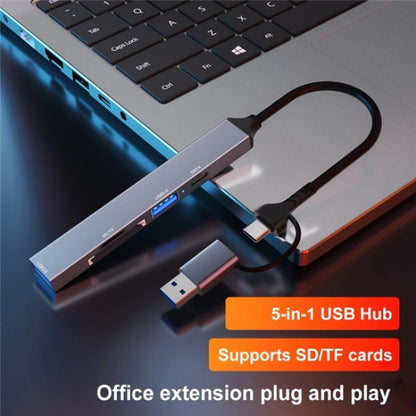 ADS-806D Type-C+USB to USB 3.0 Hub SD / TF Card Reader Multi-Function Docking Station, ADS-806D