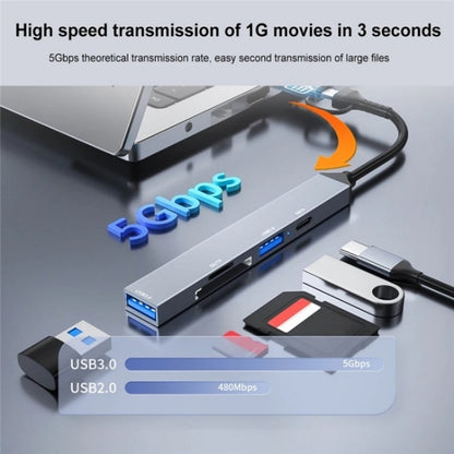 ADS-806D Type-C+USB to USB 3.0 Hub SD / TF Card Reader Multi-Function Docking Station, ADS-806D