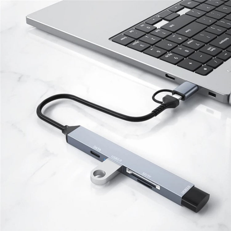 ADS-806D Type-C+USB to USB 3.0 Hub SD / TF Card Reader Multi-Function Docking Station, ADS-806D