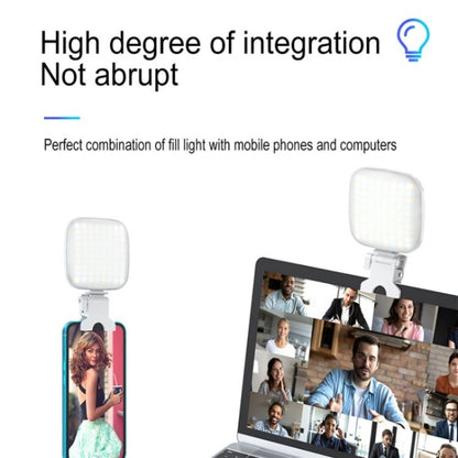 V15 Mini Clip-On Portable LED Fill Light Phone Laptop Video Conference Live Streaming Fill Lamp, V15