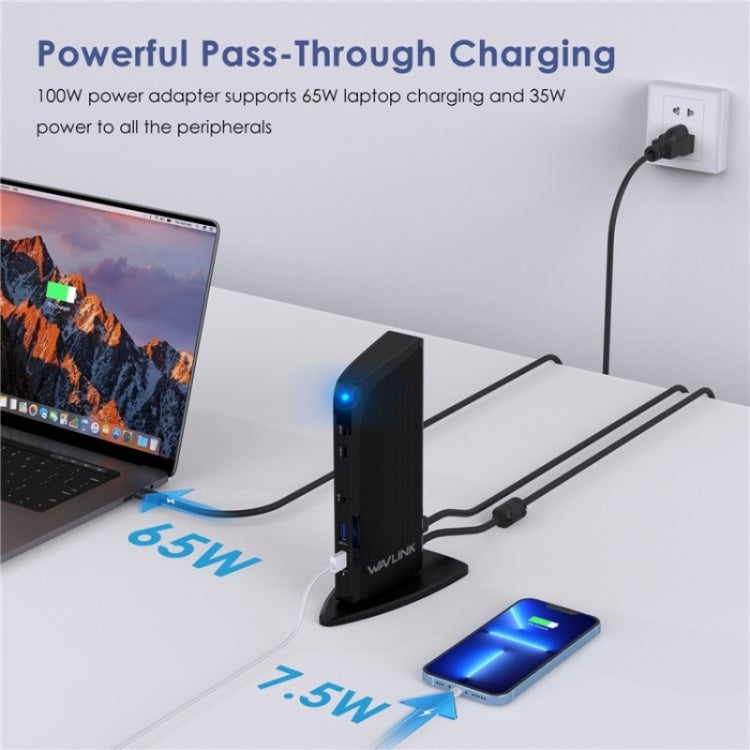 WAVLINK UG39PD1 13 in 1 Type-C Triple Monitors 4K HD Docking Station, US Plug, UK Plug, EU Plug, AU Plug
