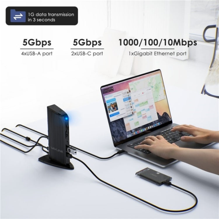 WAVLINK UG39PD1 13 in 1 Type-C Triple Monitors 4K HD Docking Station, US Plug, UK Plug, EU Plug, AU Plug