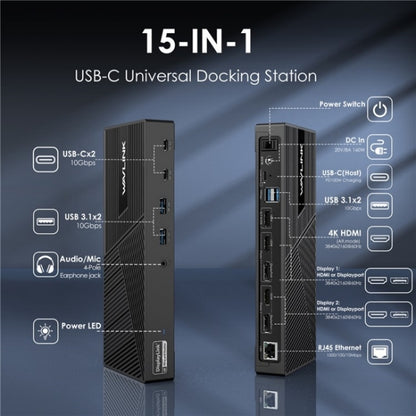 WAVLINK UG69PD25 Pro 100W PD Charging Triple 4K Display Laptop Docking Station, US Plug, EU Plug, UK Plug, AU Plug