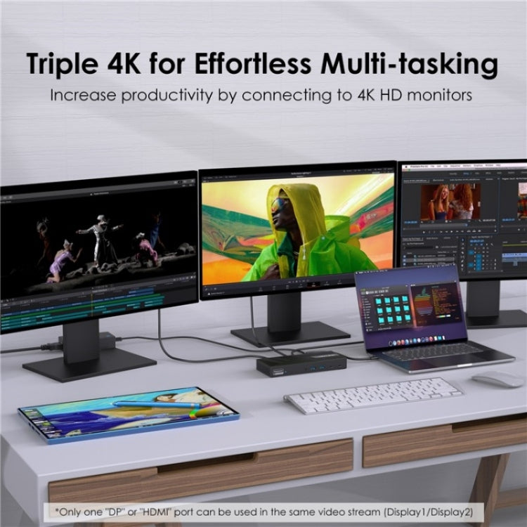 WAVLINK UG69PD25 Pro 100W PD Charging Triple 4K Display Laptop Docking Station, US Plug, EU Plug, UK Plug, AU Plug