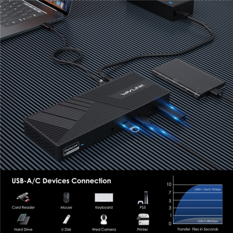 WAVLINK UG69PD25 Pro 100W PD Charging Triple 4K Display Laptop Docking Station, US Plug, EU Plug, UK Plug, AU Plug