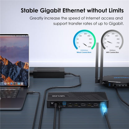 WAVLINK UG69PD25 Pro 100W PD Charging Triple 4K Display Laptop Docking Station, US Plug, EU Plug, UK Plug, AU Plug