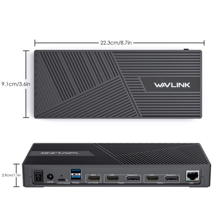 WAVLINK UG69PD25 Pro 100W PD Charging Triple 4K Display Laptop Docking Station, US Plug, EU Plug, UK Plug, AU Plug
