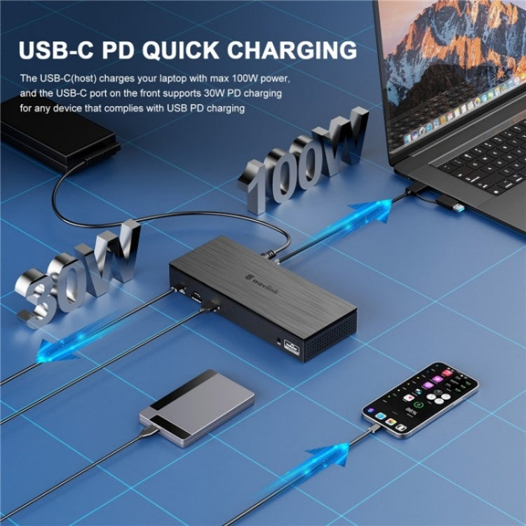 WAVLINK UG69PD8 Pro 18-in-1 DP / HD 5K Quadruple Display USB C Universal Docking Station, US Plug, EU Plug, UK Plug, AU Plug