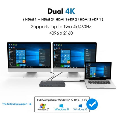 WAVLINK UG69PD6 Dual 4K Laptop Docking Station 5K HD Displaylink 65 / 100W PD Charging, US Plug, UK Plug, EU Plug, AU Plug