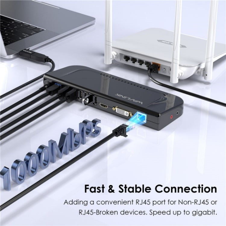 WAVLINK UG49DK4 Universal Laptop Docking Station Dual Monitor Supports DVI / HDMI / VGA, UG49DK4